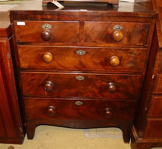 A small Victorian mahogany chest of five drawers, Width 74cm
